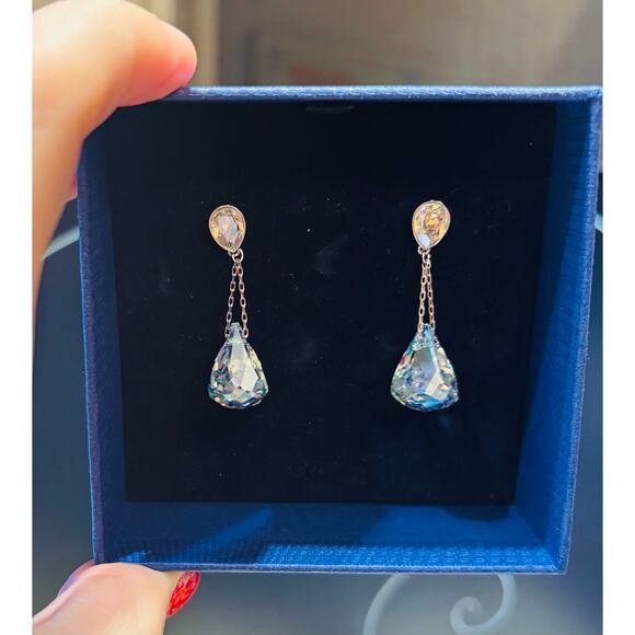 Swarovski crystal earrings blue Lunar PE Drop Lazo Mol 8193294 NWT - Picture 7 of 13